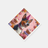 誕生祝いとハッピードッグ スタンダードカクテルナプキン (角)