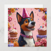 誕生祝いとハッピードッグ 招待状 (正面/裏面)