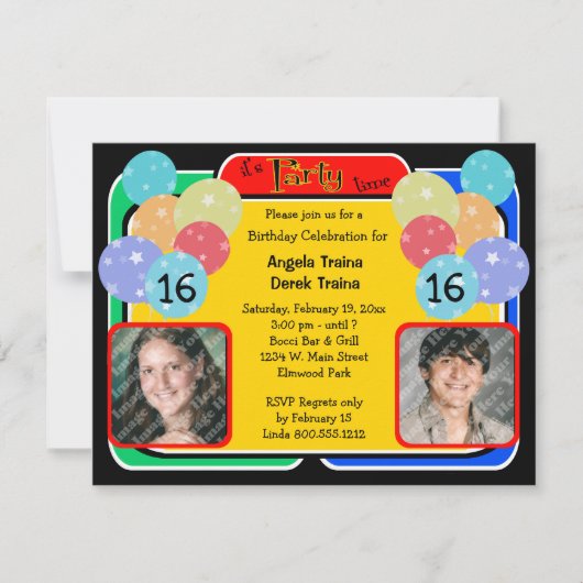 誕生祝いの写真の招待状 招待状 (正面)