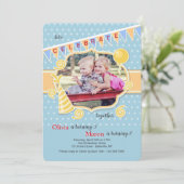 誕生祝いの写真フレームの招待状 招待状 (スタンド正面)