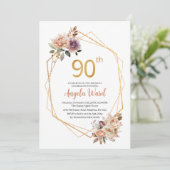 誕生祝いエレガントベージュフロー招待 招待状 (スタンド正面)