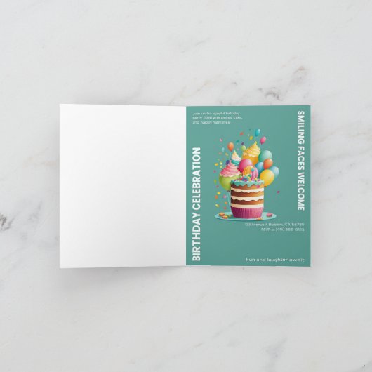 誕生祝いカード 招待状 (内部)