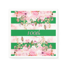 誕生祝いグリーンピンクストライプフローラ