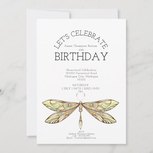 誕生祝いトンボ 招待状 (正面)