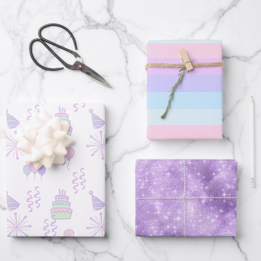 誕生祝いパターンレインボーID722 ラッピングペーパーシート (正面)