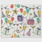 誕生祝いパーティーバルーズケーキシャンパン ラッピングペーパー (フラット)