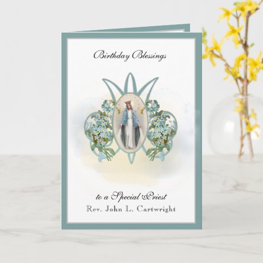 誕生祝いヴァージンメアリエレガントー宗教 カード (黄色い花)