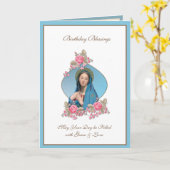 誕生祝いヴァージンメアリーイエズピンクロース カード (黄色い花)