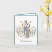 誕生祝いヴァージンメアリールルドカード カード (黄色い花)