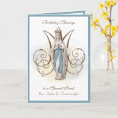 誕生祝いヴァージンメアリールルド カード (黄色い花)