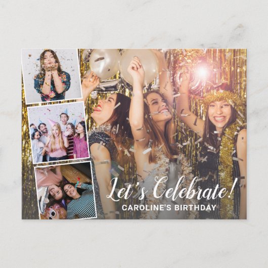 誕生祝い任意のモダン年の写真コラージュ ポストカード (正面)