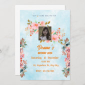 誕生祝い招待 招待状 (正面/裏面)