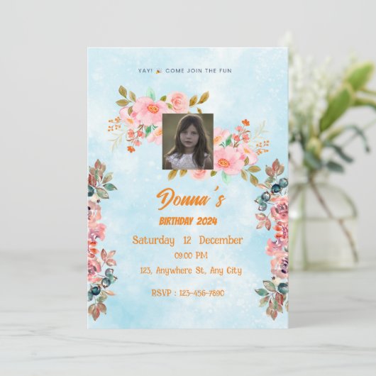 誕生祝い招待 招待状 (スタンド正面)