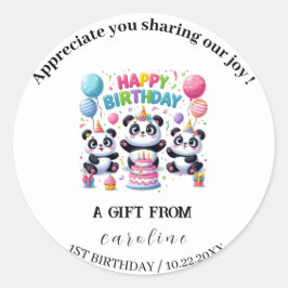 誕生祝い用パンダ ラウンドシール