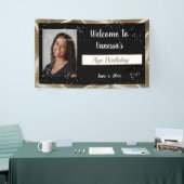 誕生祝い金ゴールドサテンスパークルズ 横断幕 (トレードショー)