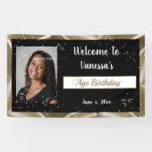 誕生祝い金ゴールドサテンスパークルズ 横断幕 (横)