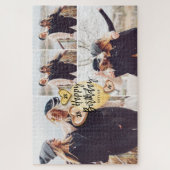 誕生祝い金ゴールドバルーンフォトコラージュ ジグソーパズル (縦)