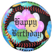 誕生祝い風船と誕生日文字 ソフトボール (正面左)