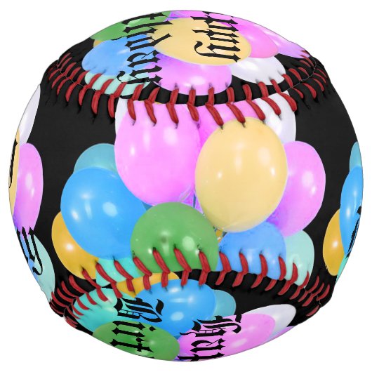 誕生祝い風船と誕生日文字 ソフトボール (正面)