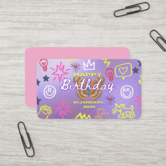 誕生祝い鮮やかカード 名刺