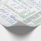 誕生祝い!おカッコいい客様の名前と年齢 ラッピングペーパー (角)