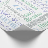 誕生祝い!おカッコいい客様の名前と年齢 ラッピングペーパー (角)