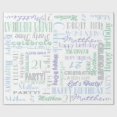 誕生祝い!おカッコいい客様の名前と年齢 ラッピングペーパー (フラット)