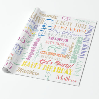 誕生祝い!フォントグラフィの名前と年齢 ラッピングペーパー