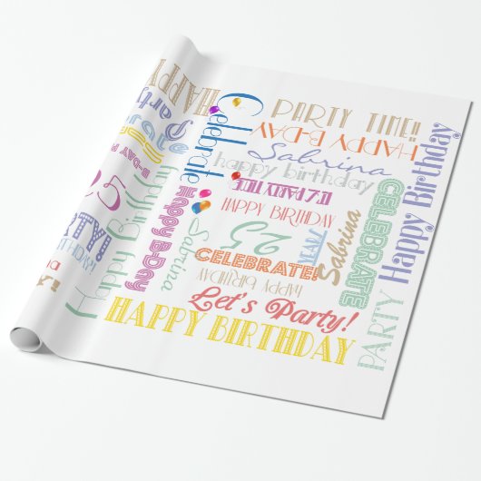 誕生祝い!フォントグラフィ名前をカスタムする ラッピングペーパー (アンロールド)