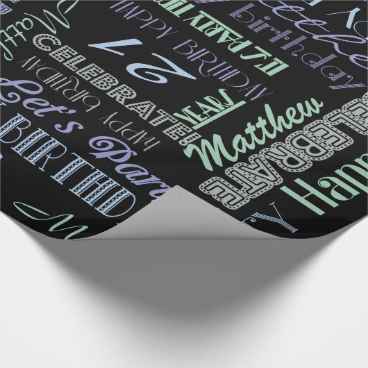 誕生祝い!名前をカスタムするカッコいいと年齢 ラッピングペーパー (角)