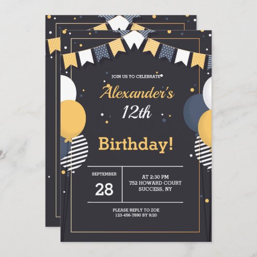 誕生祝い 招待状 (正面/裏面)