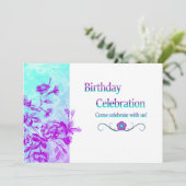 誕生祝い（紫）招待状 招待状 (スタンド正面)