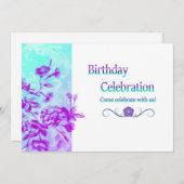 誕生祝い（紫）招待状 招待状 (正面/裏面)