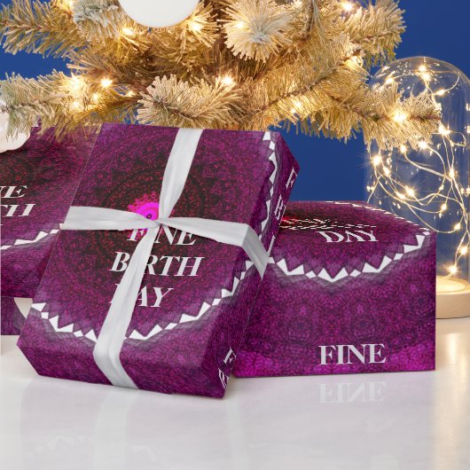 誕生素晴らしDAY_kaleidoscop_Gift_ROYALPURPLE_BLACK ラッピングペーパー (クリスマス)
