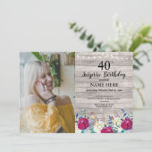 誕生素朴日パーティーフォトフローラグレーウッド40th 招待状 (スタンド正面)