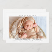 誕生紹介白写真誕生発表 案内状 (正面/裏面)