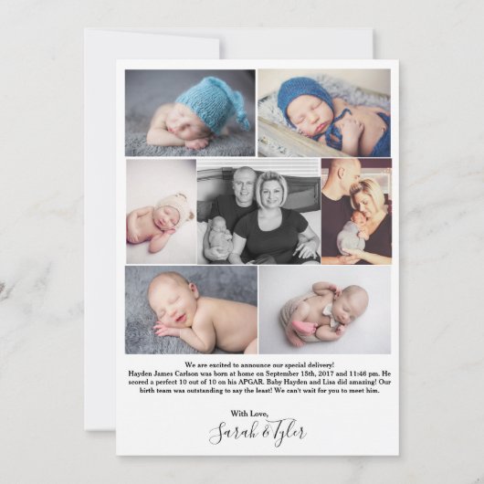 誕生統計の写真の生誕発表 案内状 (裏面)