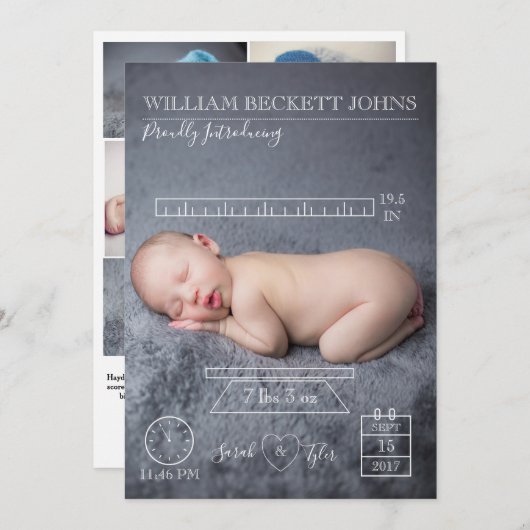 誕生統計の写真の生誕発表 案内状 (正面/裏面)