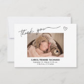 誕生統計の発表赤ちゃんシャワー写真 サンキューカード (正面)