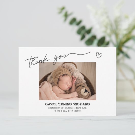 誕生統計の発表赤ちゃんシャワー写真 サンキューカード (スタンド正面)