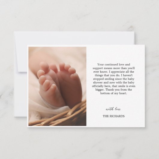 誕生統計の発表赤ちゃんシャワー写真 サンキューカード (裏面)