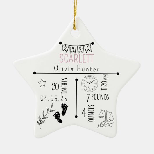 誕生統計アナウンスのキープサケ生まれたばかりのの写真 セラミックオーナメント (正面)