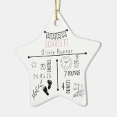 誕生統計アナウンスのキープサケ生まれたばかりのの写真 セラミックオーナメント (左)