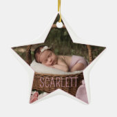 誕生統計アナウンスのキープサケ生まれたばかりのの写真 セラミックオーナメント (裏面)