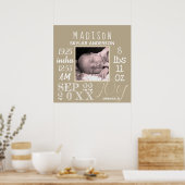 誕生統計サインタイポグラフィニュートラルモダン写真 ポスター (キッチン)