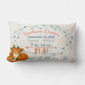 誕生統計ツイン男の赤ちゃんフォレストクリーチャーキツネ ランバークッション (正面)