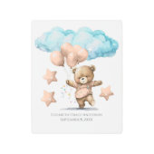 誕生統計ピンクベアとバルーン星付き子供部屋 メタルプリント (正面)