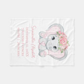 誕生統計ピンクベビーエレファントベビーガールベビー フリースブランケット (正面(横))
