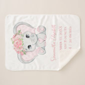 誕生統計ピンクベビーゾウベビーブランケット シェルパブランケット (正面(横))