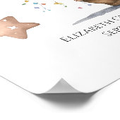 誕生統計ピンクベビーベアクラウド子供部屋ウォールアート ポスター (角)